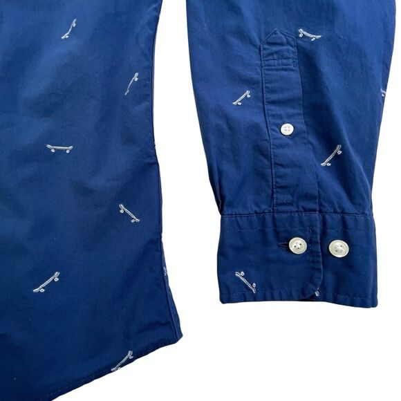 Brooks Brothers Shirt Men Large Blue Skateboard Embroidery Regent Fit Skate Polo - Picture 6 of 13